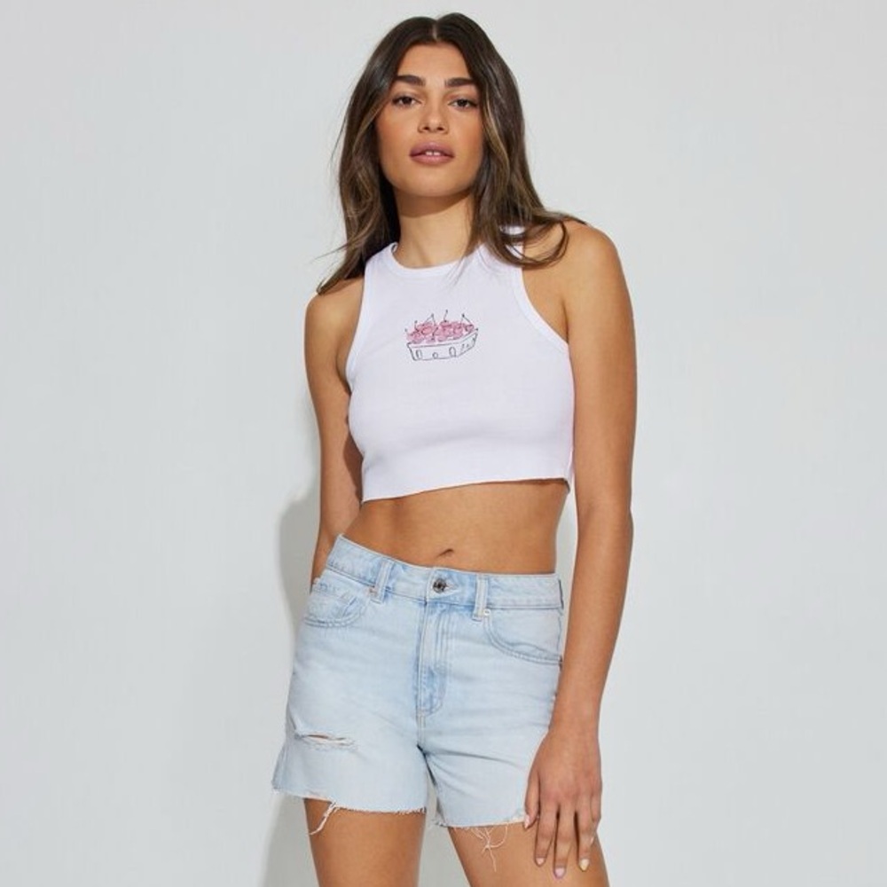 NWT GARAGE Denim Vintage Cutoff Shorts 00 Evie Blue High Rise Distressed NEW
